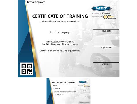 skid steer qualification|skid steer certification card template.